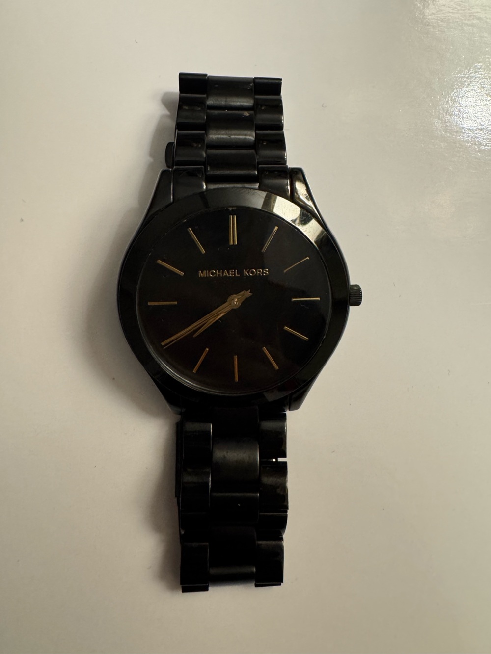 Michael Kors Black Watch with Gold Markers and Hands